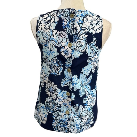 Lilly Pulitzer XXS IONA SLEEVELESS TOP Low Tide Navy Bouquet Tank NWT Floral $98 - Picture 6 of 16